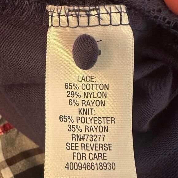 Princess Vera Wang Girls Navy Blue Lace Blouse Size L Peter Pan Collar - Picture 5 of 6